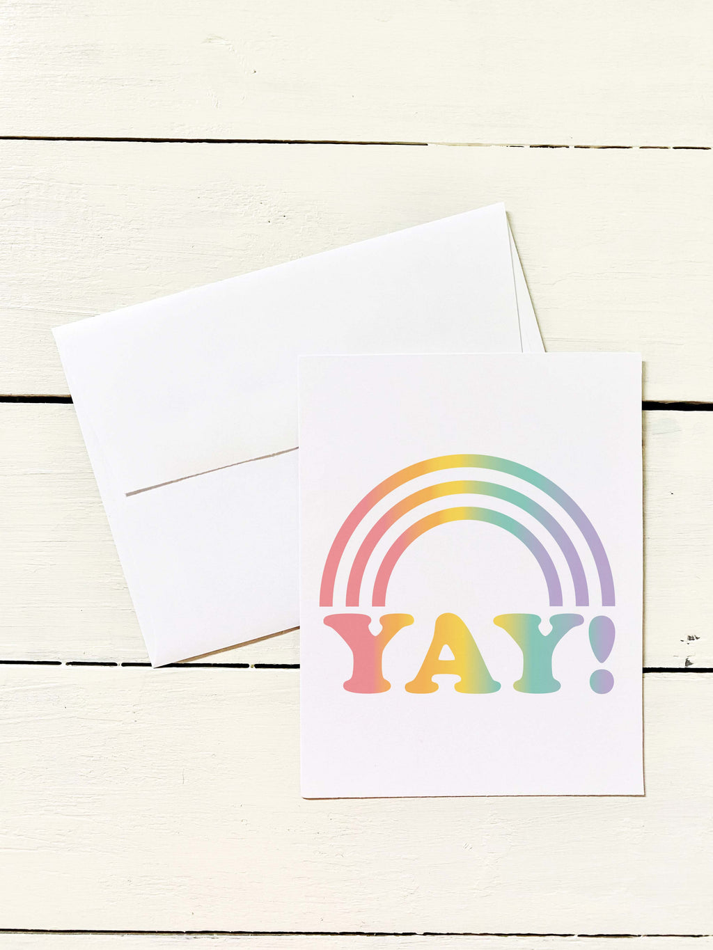 YAY Rainbow Ombre 6 Note Card Set - Set of 6 Note Cards w/ Coordinating Envelope - Stationary Paper (Copy)